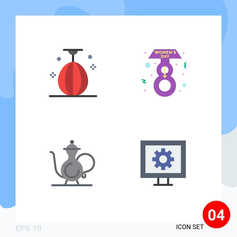 User Interface Pack of 4 Basic Flat Icons of bag cup speed female ramadan Editable Vector Design Elements