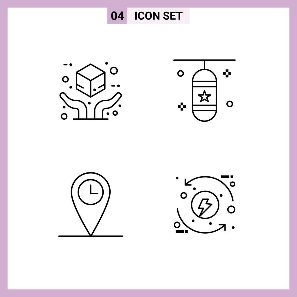 4 Universal Filledline Flat Colors Set for Web and Mobile Applications delivery geo package punching box time Editable Vector Design Elements