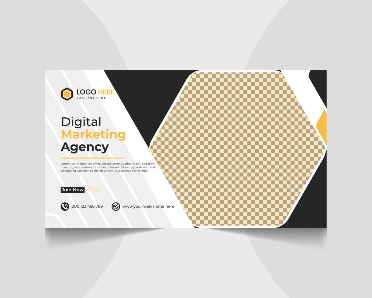 Creative business agency digital marketing web banner youtube thumbnail template vector