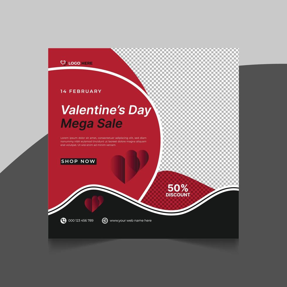 Happy valentine day promotional discount sale social media post web banner template vector