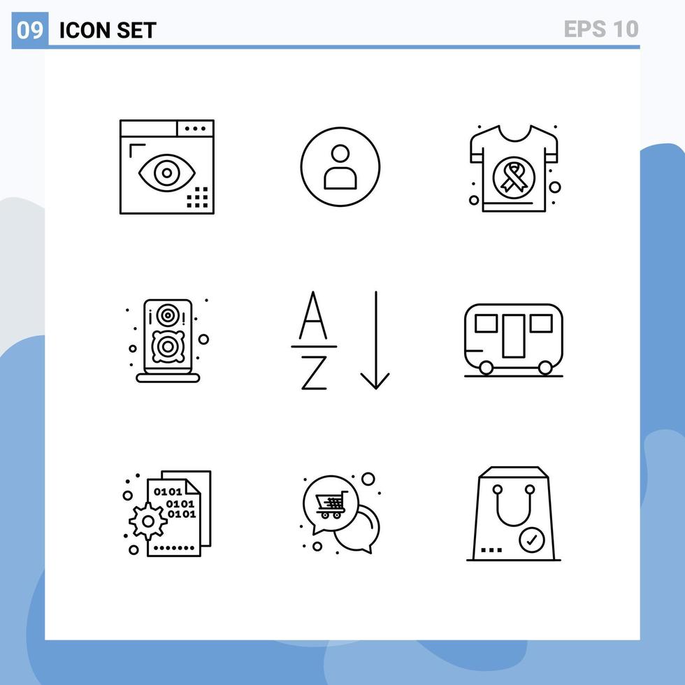 9 Creative Icons Modern Signs and Symbols of alphabetical loudspeaker ui audio health Editable Vector Design Elements