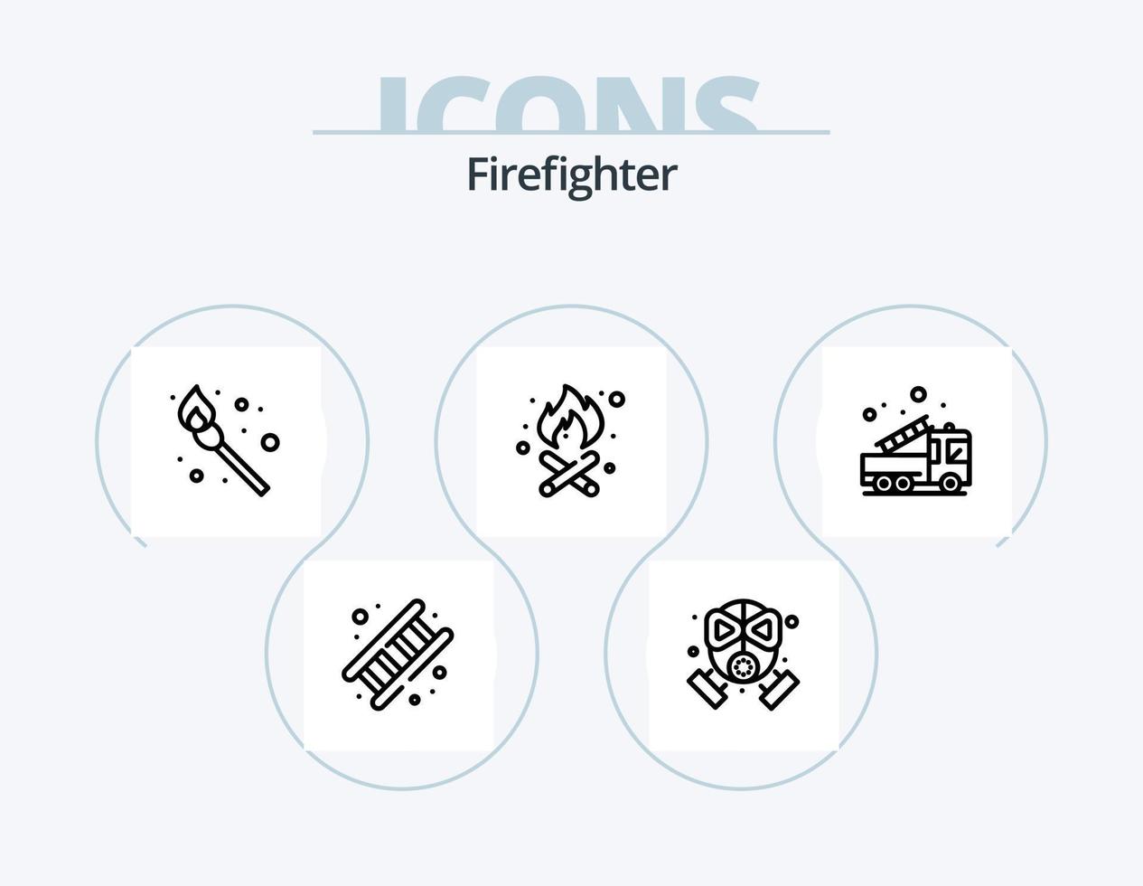 Firefighter Line Icon Pack 5 Icon Design. fire. firefighter. no smoke. fire. fire vector