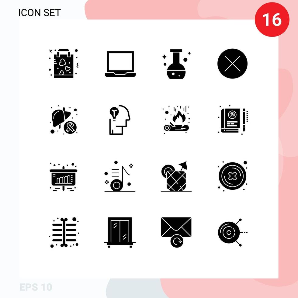 Set of 16 Modern UI Icons Symbols Signs for cancer navigation tube dollar arrows Editable Vector Design Elements