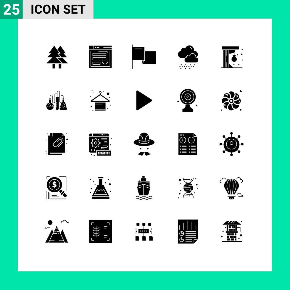 Pictogram Set of 25 Simple Solid Glyphs of cloud snow password mark country Editable Vector Design Elements