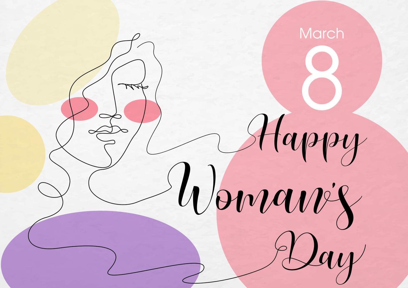 Card and poster's campaign of Women's day in line art and flat style on white background. vector