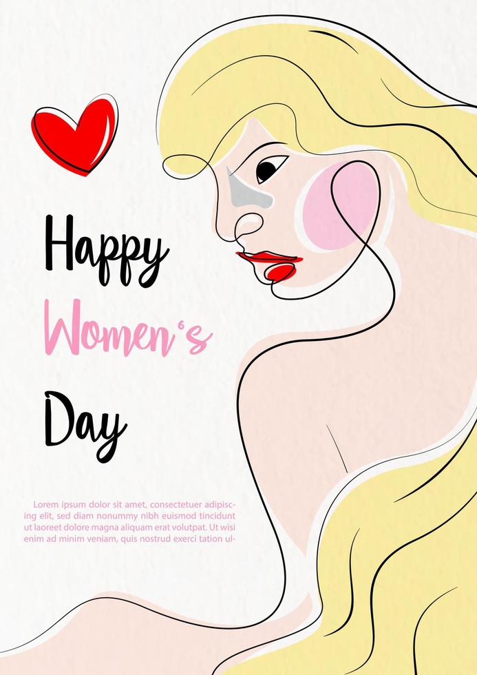 campaña de tarjetas y afiches del día de la mujer en arte lineal y estilo plano sobre fondo blanco. vector