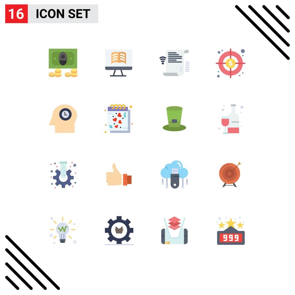 16 Universal Flat Colors Set for Web and Mobile Applications date head presentation face target Editable Pack of Creative Vector Design Elements