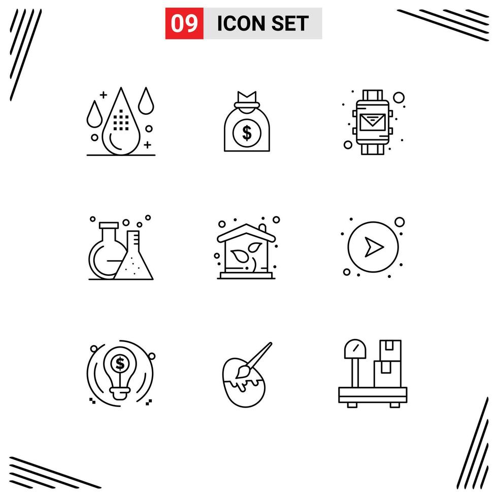 9 iconos creativos signos y símbolos modernos de eco tube business lab reloj inteligente elementos de diseño vectorial editables vector