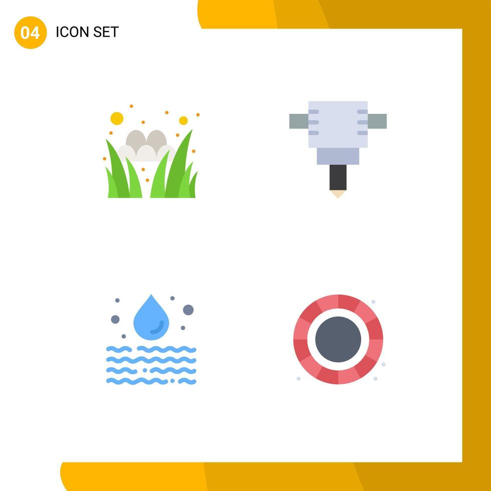 Pack of 4 creative Flat Icons of egg color wheel festival leak process Editable Vector Design Elements