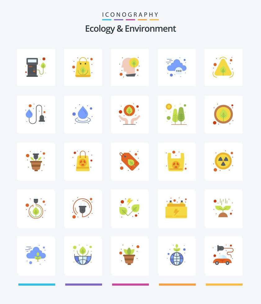 ecología creativa y medio ambiente 25 paquete de iconos planos como elemento. ecológico idea. verde. co ecología vector