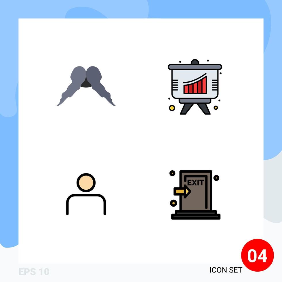 conjunto de 4 iconos de interfaz de usuario modernos signos de símbolos para personas con bigote conjuntos de gráficos masculinos elementos de diseño vectorial editables vector