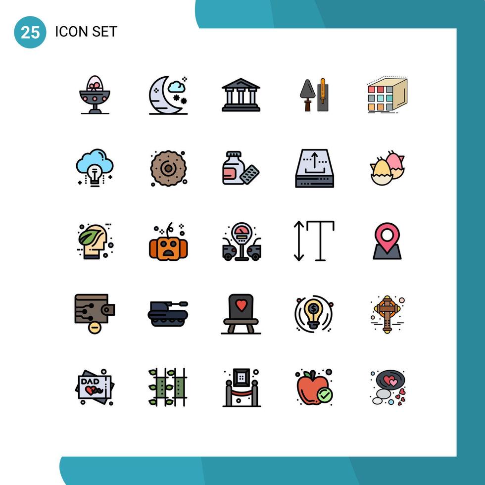 Set of 25 Modern UI Icons Symbols Signs for tool construction bank brickwork law Editable Vector Design Elements