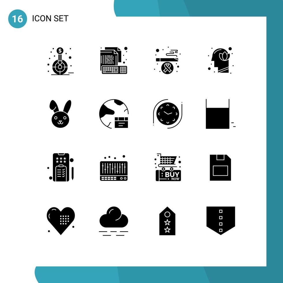 16 iconos creativos signos y símbolos modernos de la armonía del teclado de la cabeza de loto elementos de diseño vectorial editables para fumar vector