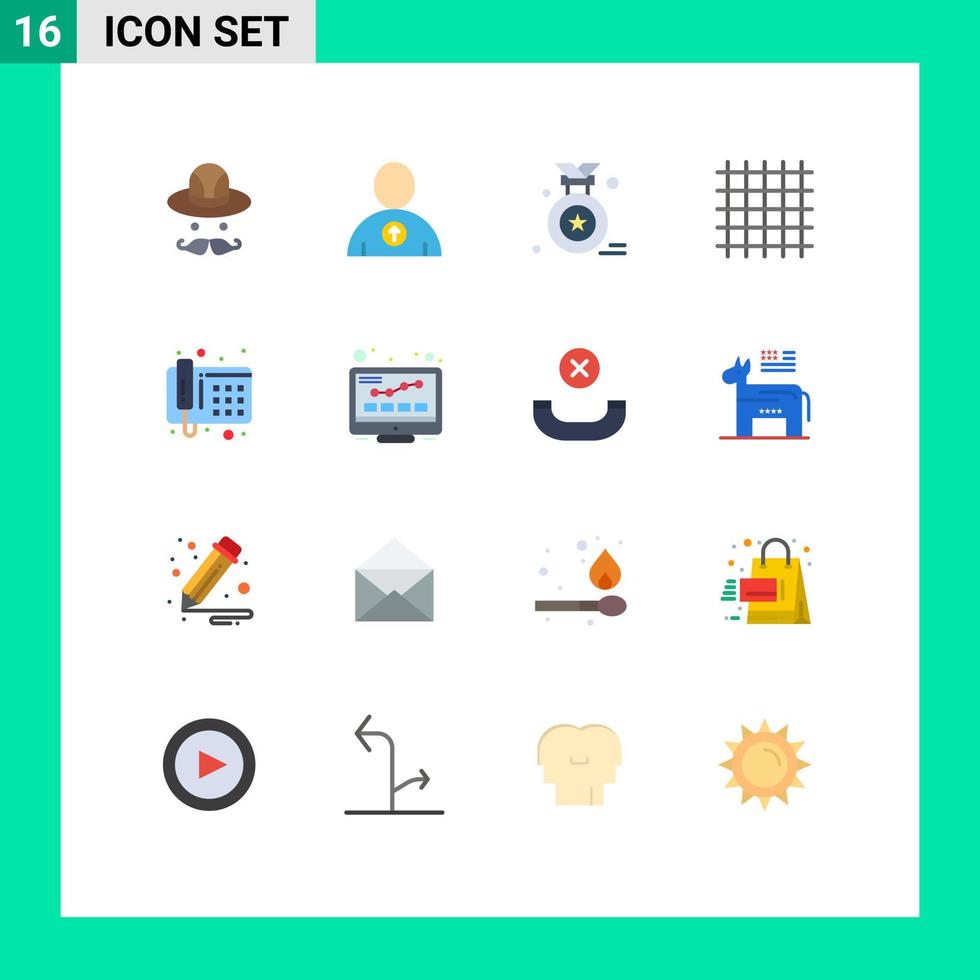 16 Flat Color concept for Websites Mobile and Apps monitor telephone medal phone streamline Editable Pack of Creative Vector Design Elements