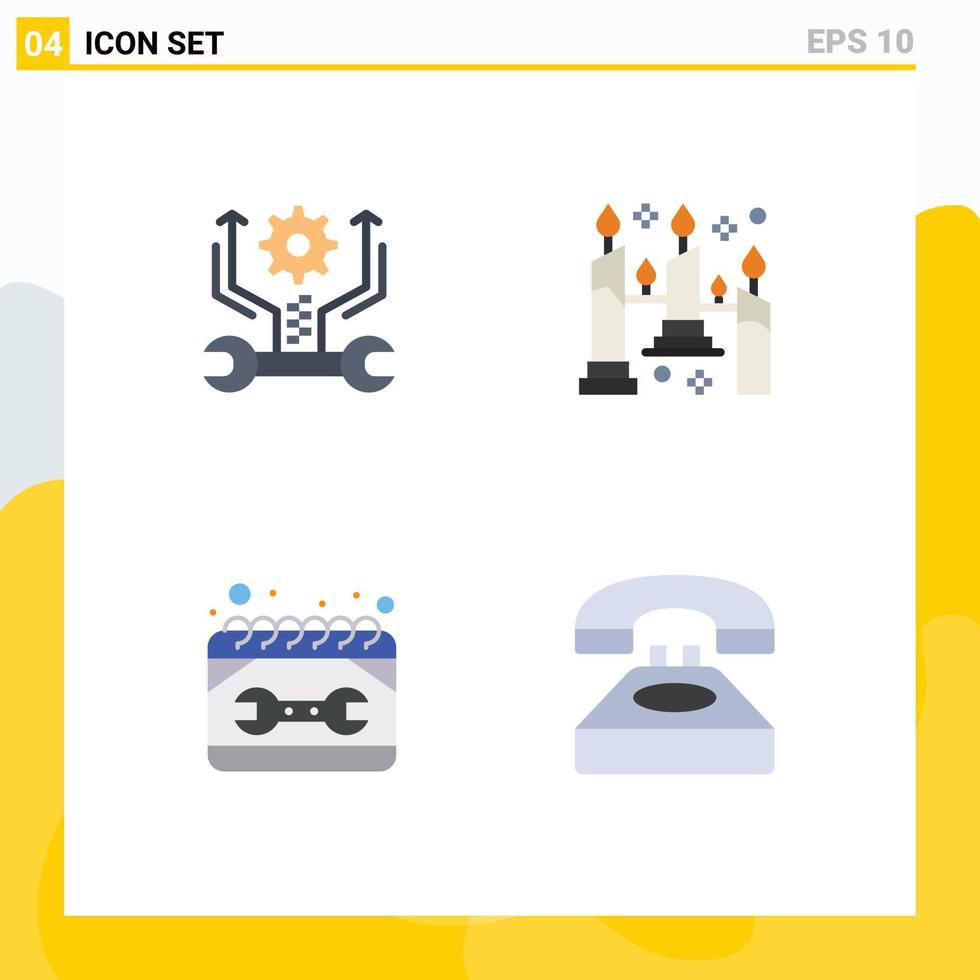 4 Creative Icons Modern Signs and Symbols of control construction tools flame repair Editable Vector Design Elements