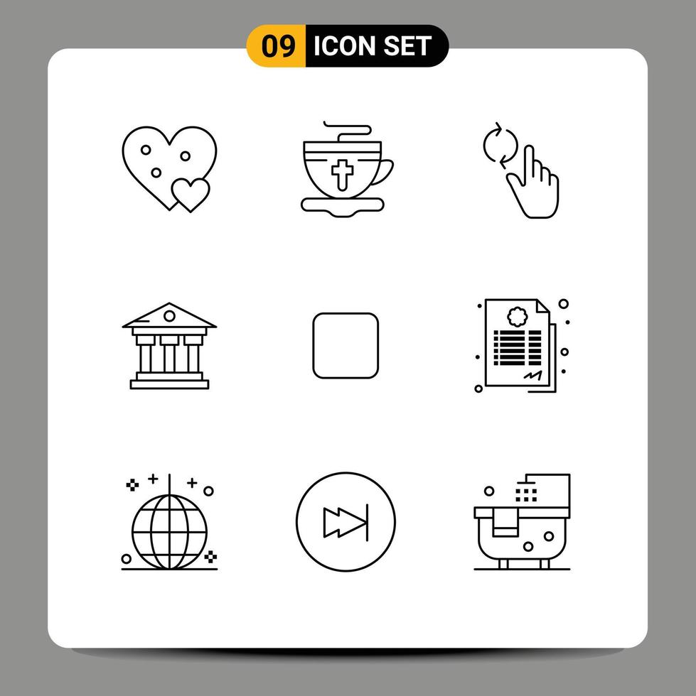 Stock Vector Icon Pack of 9 Line Signs and Symbols for box money hot building gesture Editable Vector Design Elements