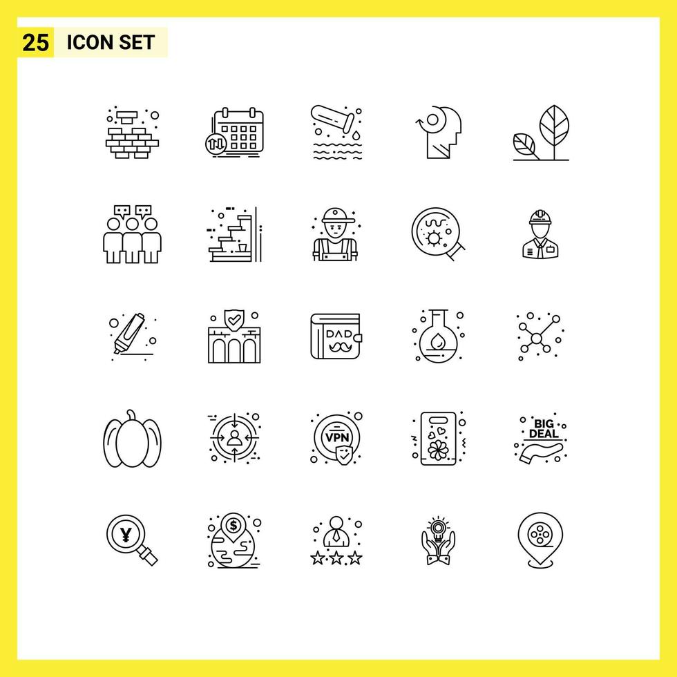 Line Pack of 25 Universal Symbols of earth your event mind tube Editable Vector Design Elements