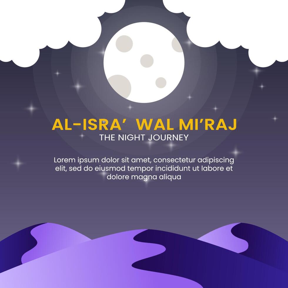 al-isra wal mi'raj el viaje nocturno profeta mahoma vector