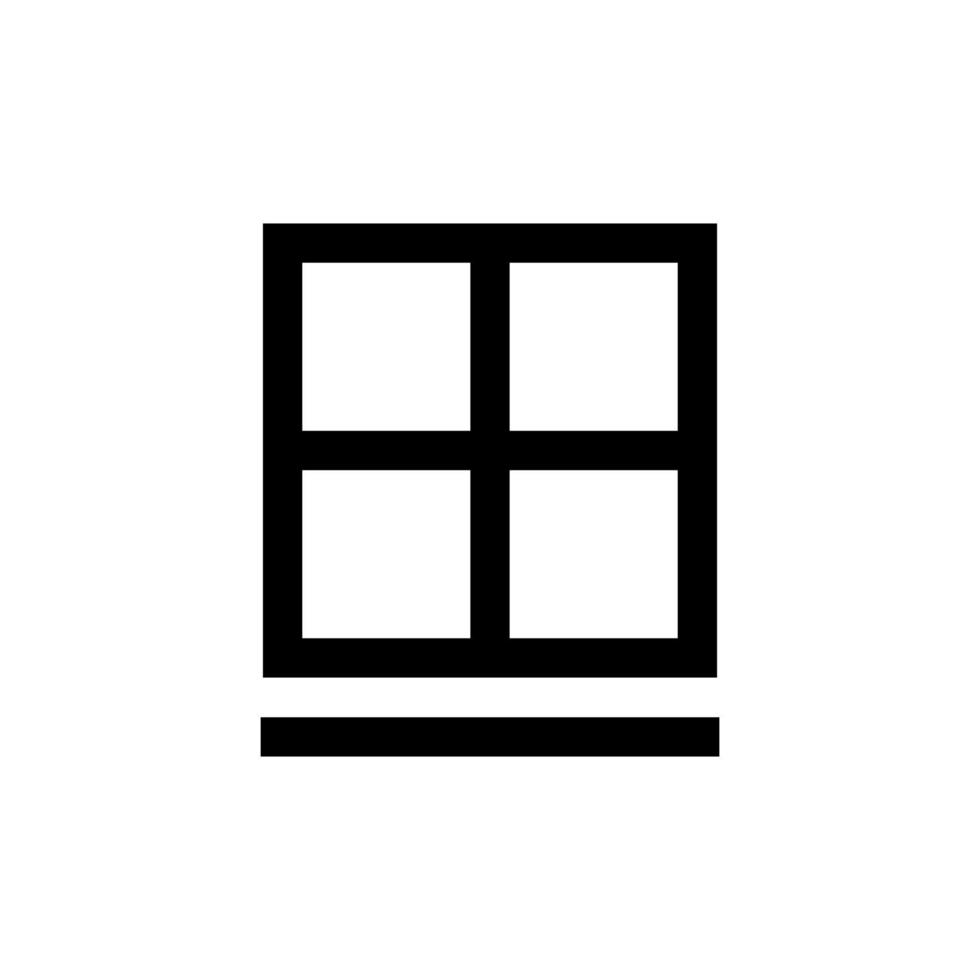 Outline icon. Window emblem. Isolated on white. Vector illustration
