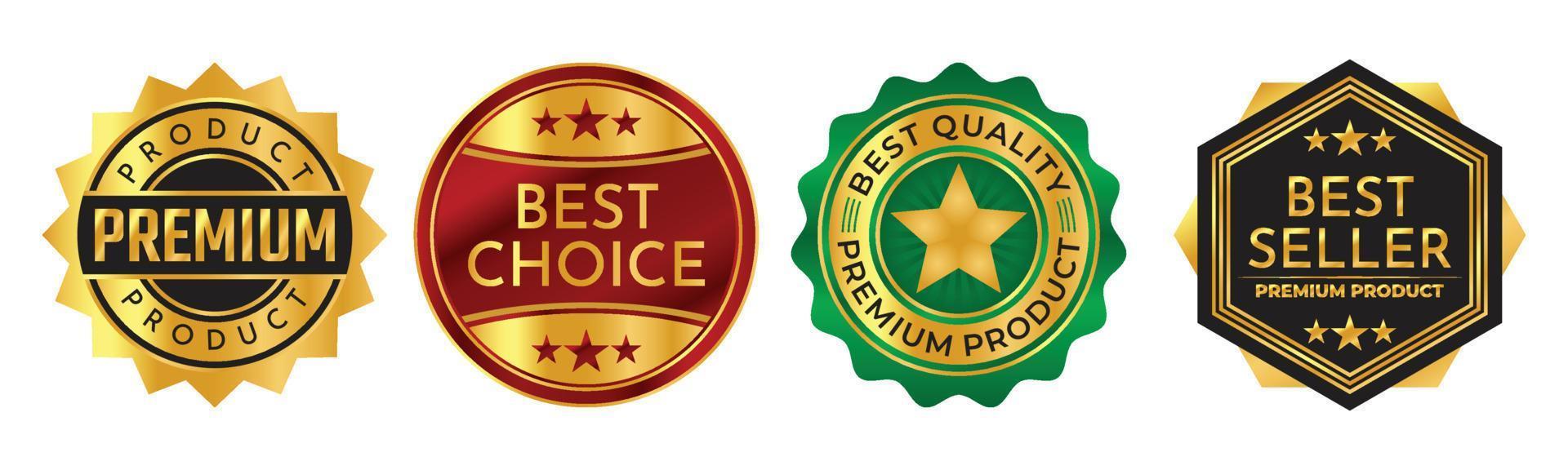 insignia de producto premium, mejor opción, logotipo de mejor vendedor con color dorado degradado vector