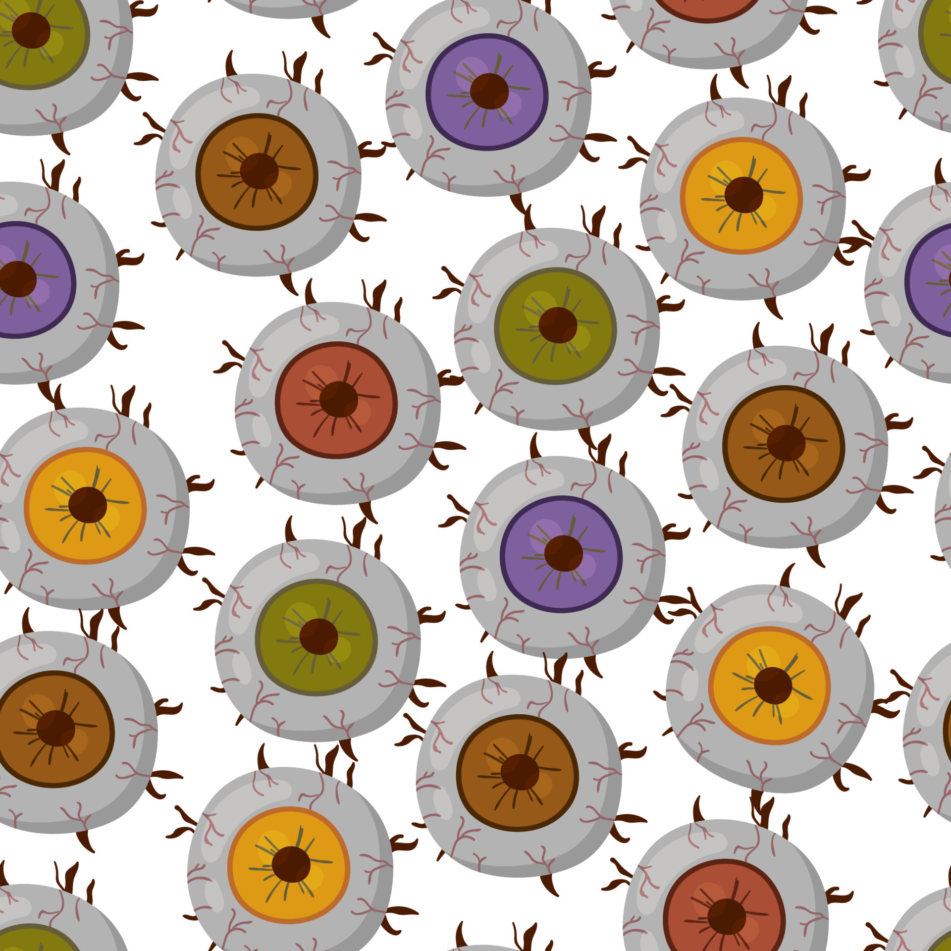 Creepy eye vector illustration. Halloween scary eyeball isolated on