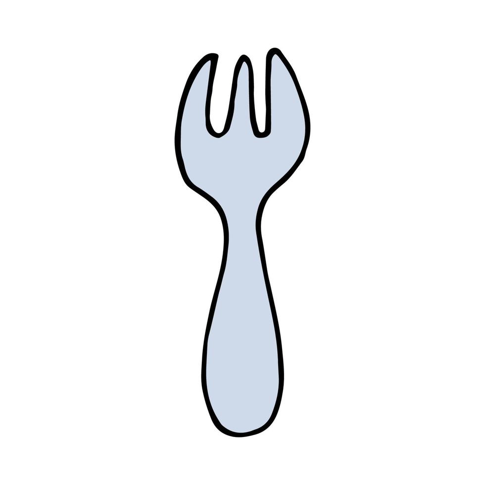 Vector illustration of fork isolated on a white background. Doodle style