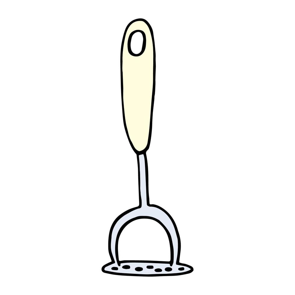 Vector illustration of potato pusher isolated on a white background. Pressed potato masher in doodle style