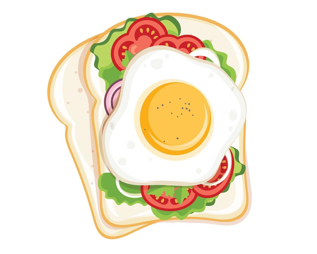 Sándwich de desayuno sobre fondo blanco, ilustración vectorial vector