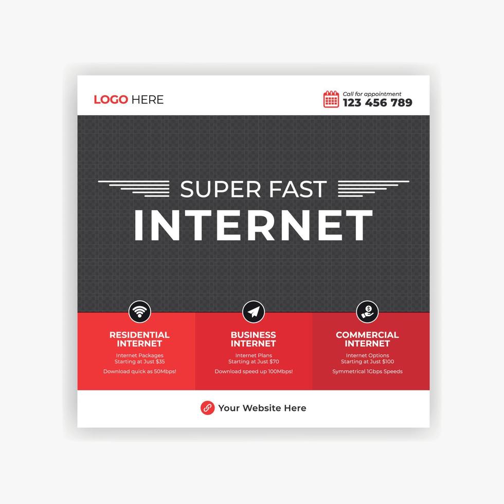 Super Fast Internet Social Media Banner vector