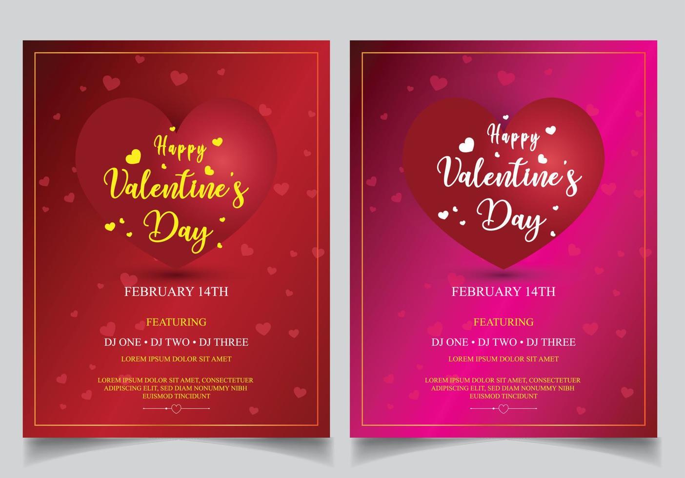 Happy Valentine's Day party poster and flyer.  Invitation card. vector