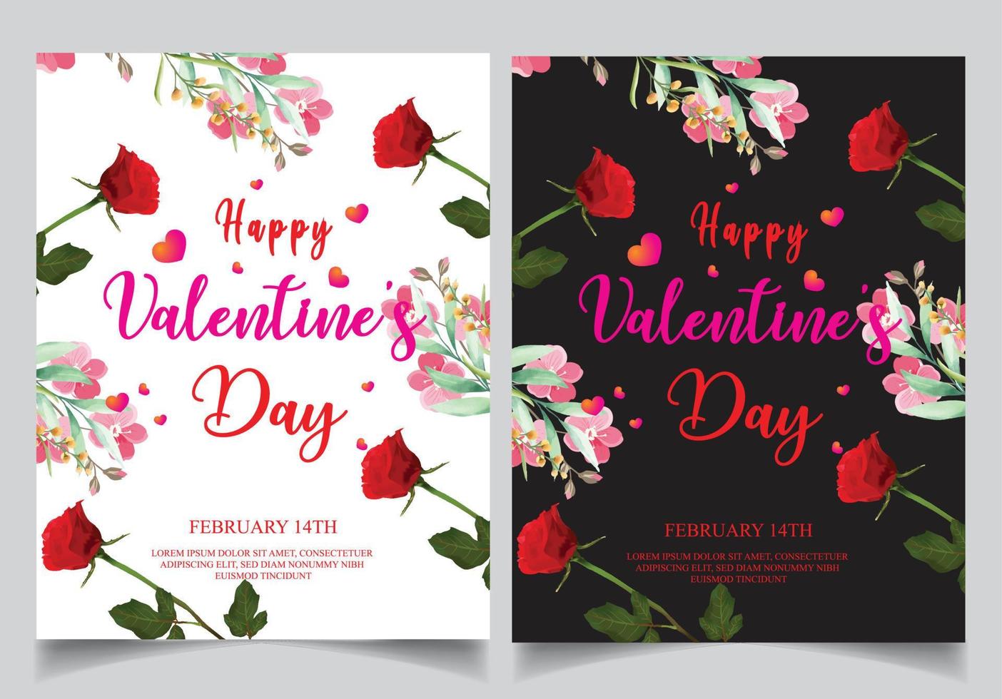 saludos de rosas en el día de san valentín. diseños para plantillas de pancartas y carteles vector