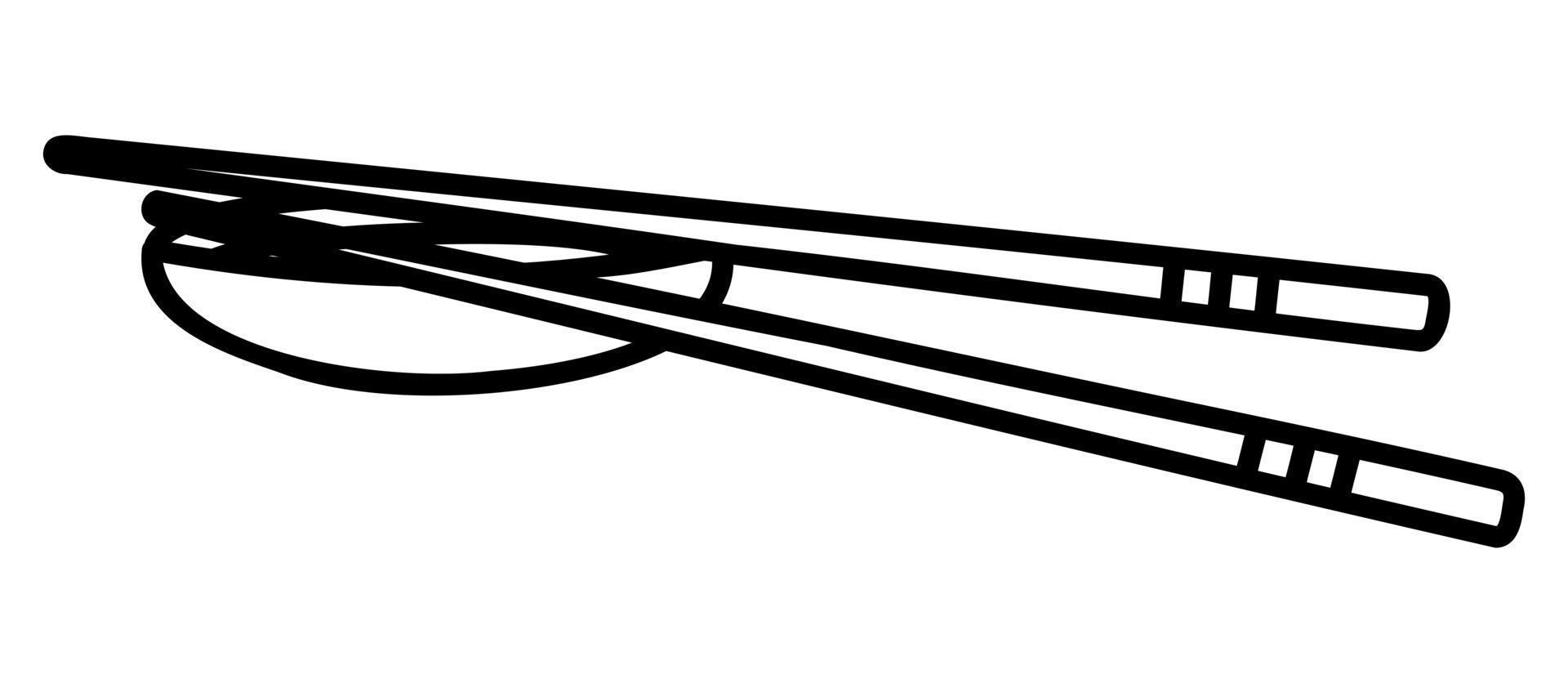 Japanese chinese sticks with soy sauce in doodle style. Asian food for restaurants menu vector