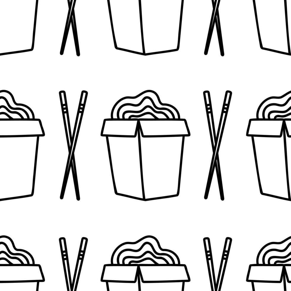 Take away food with chopsticks pattern vector