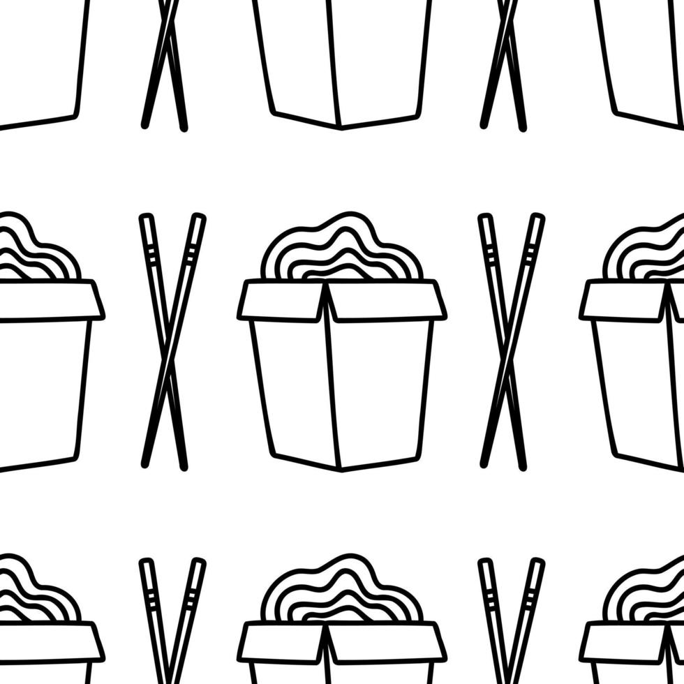 Take away food with chopsticks pattern vector