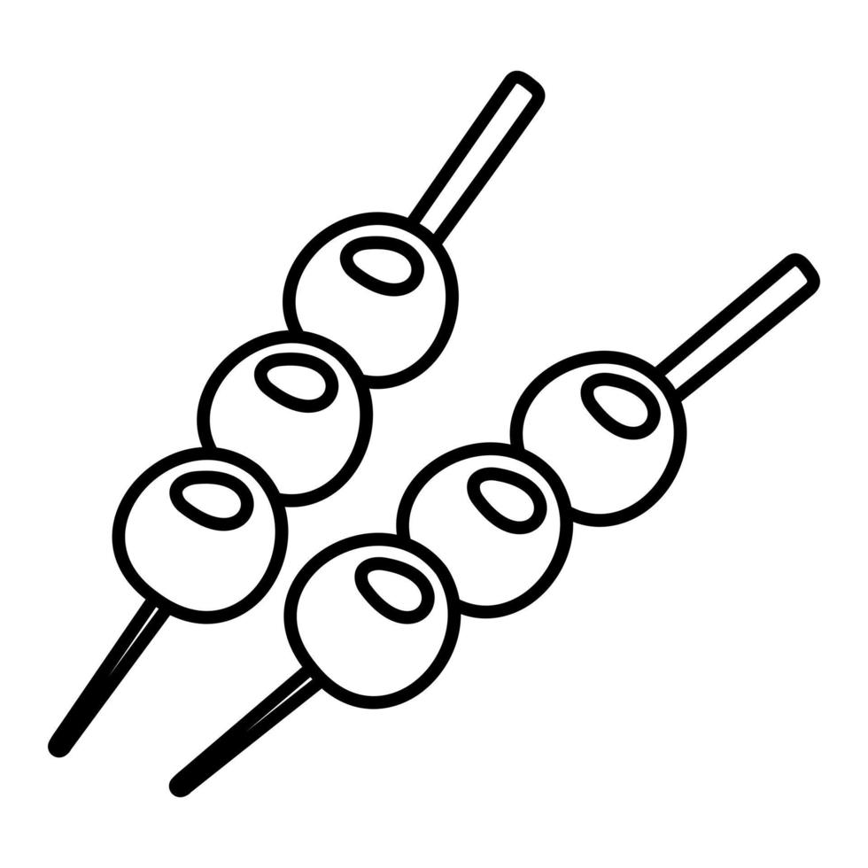 Japanese Dango dessert in doodle style. vector