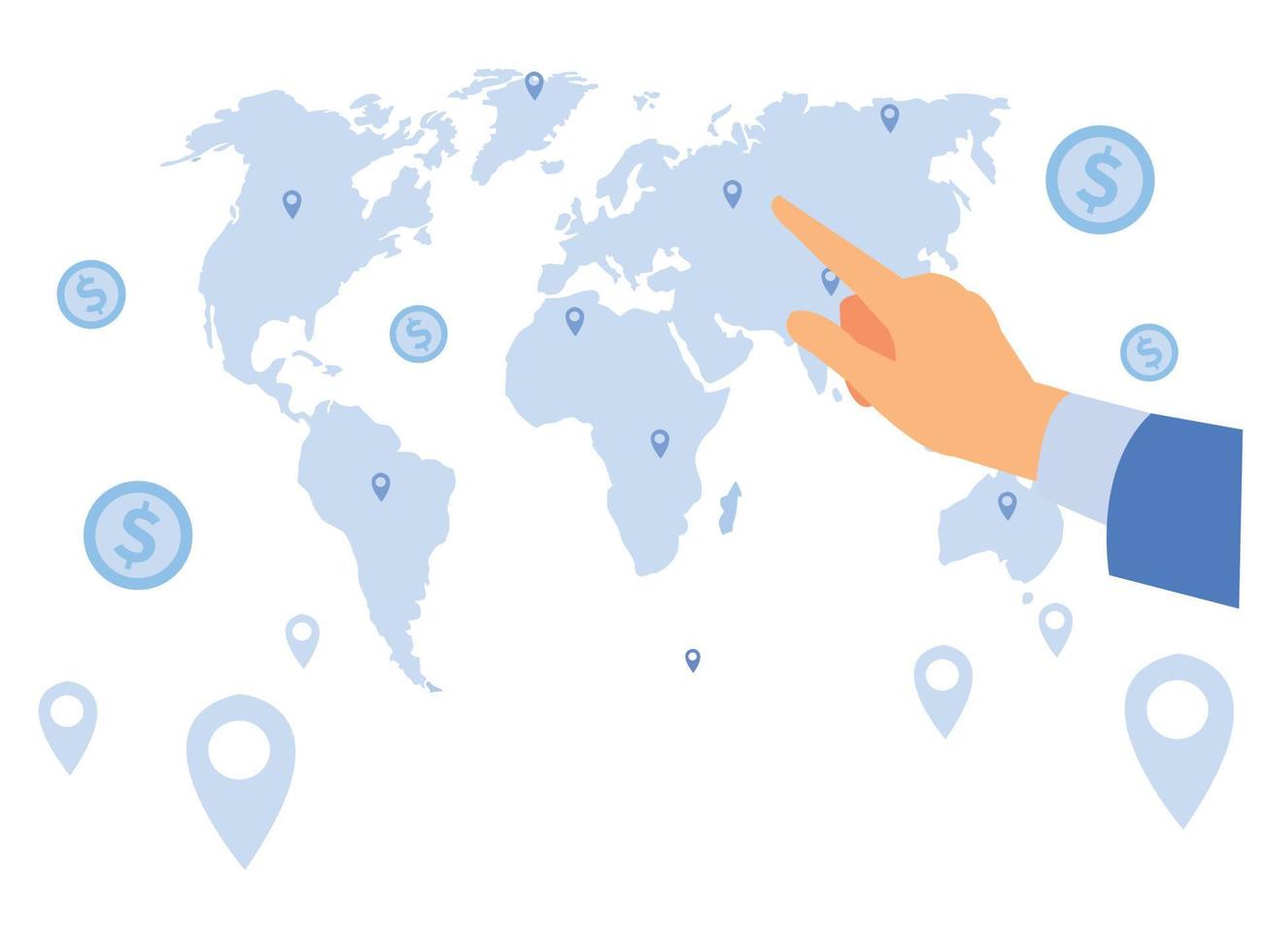 Global business concept. Management strategy. Business communication. Human resources. vector