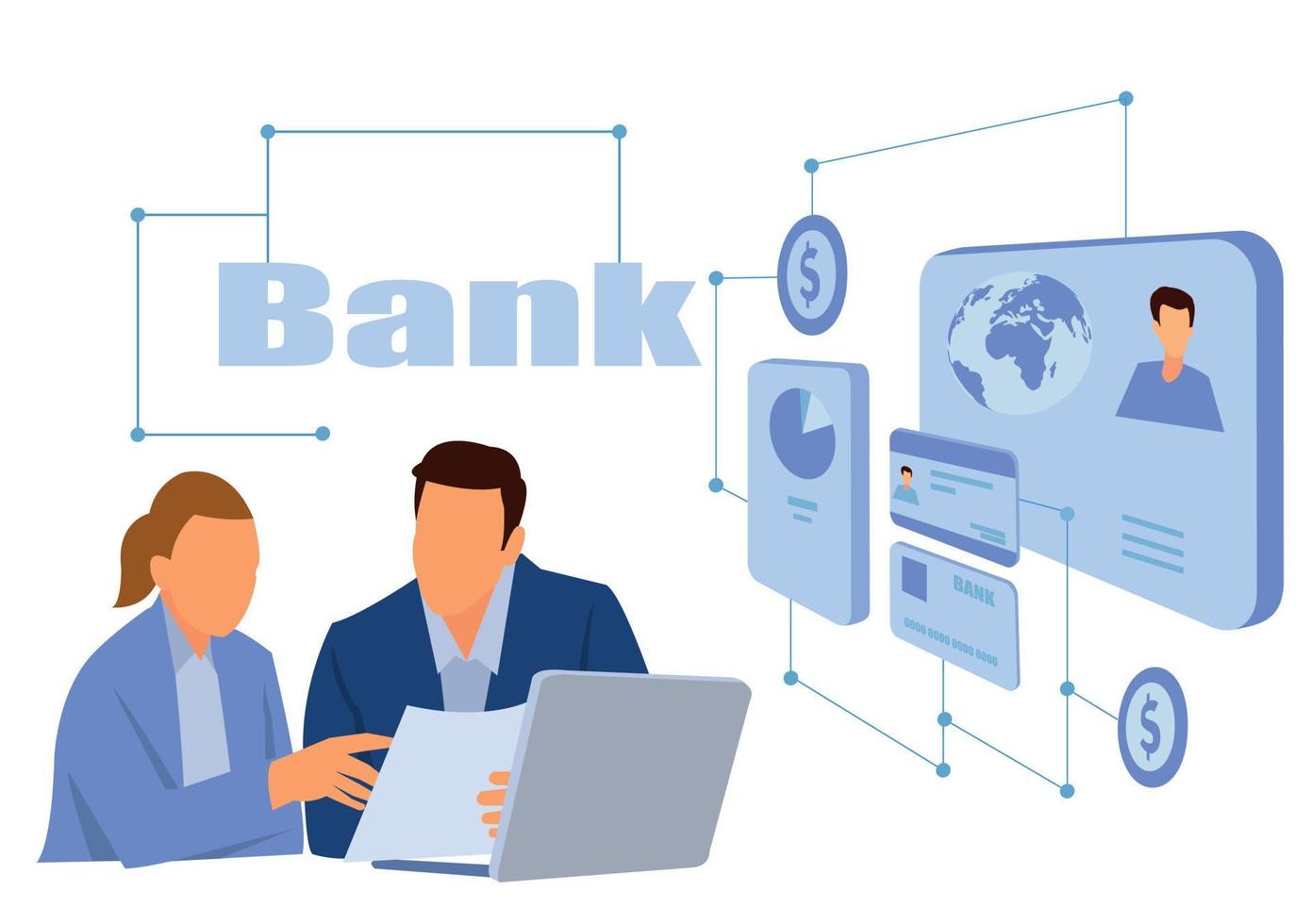 Financial services abstraction concept vector design set. Banking, payment processing, currency exchange, checking account, deposit management, forex broker, cash money abstraction metaphor