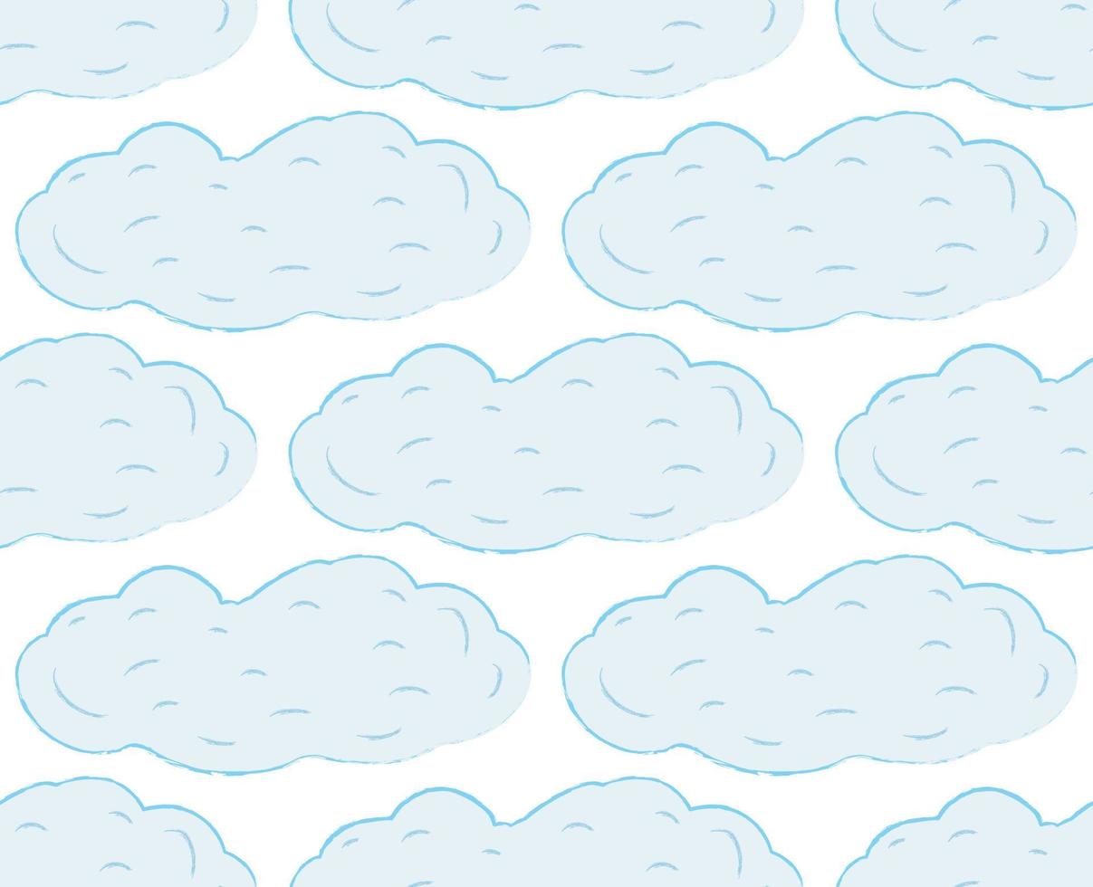 patrón sin costuras con nubes. ilustración vectorial nubes repetidas dibujadas a mano. estampado romántico. vector