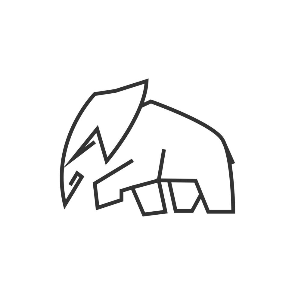 Linear logo walking elephant outline icon vector