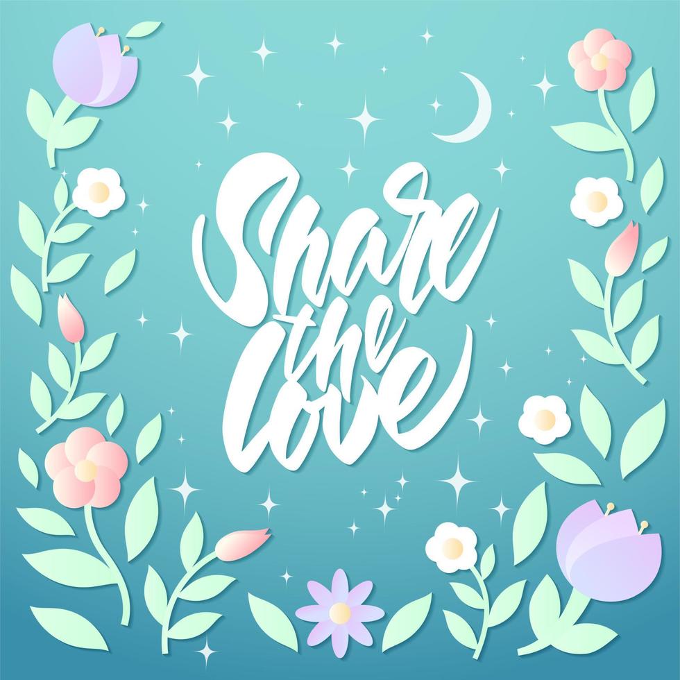 Template for greeting card with the inscription Share the love. vector