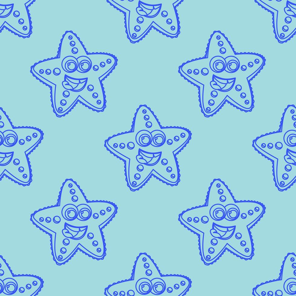 patrón de dibujos animados de estrellas de mar en un estilo lineal para impresión y decoración. ilustración vectorial vector