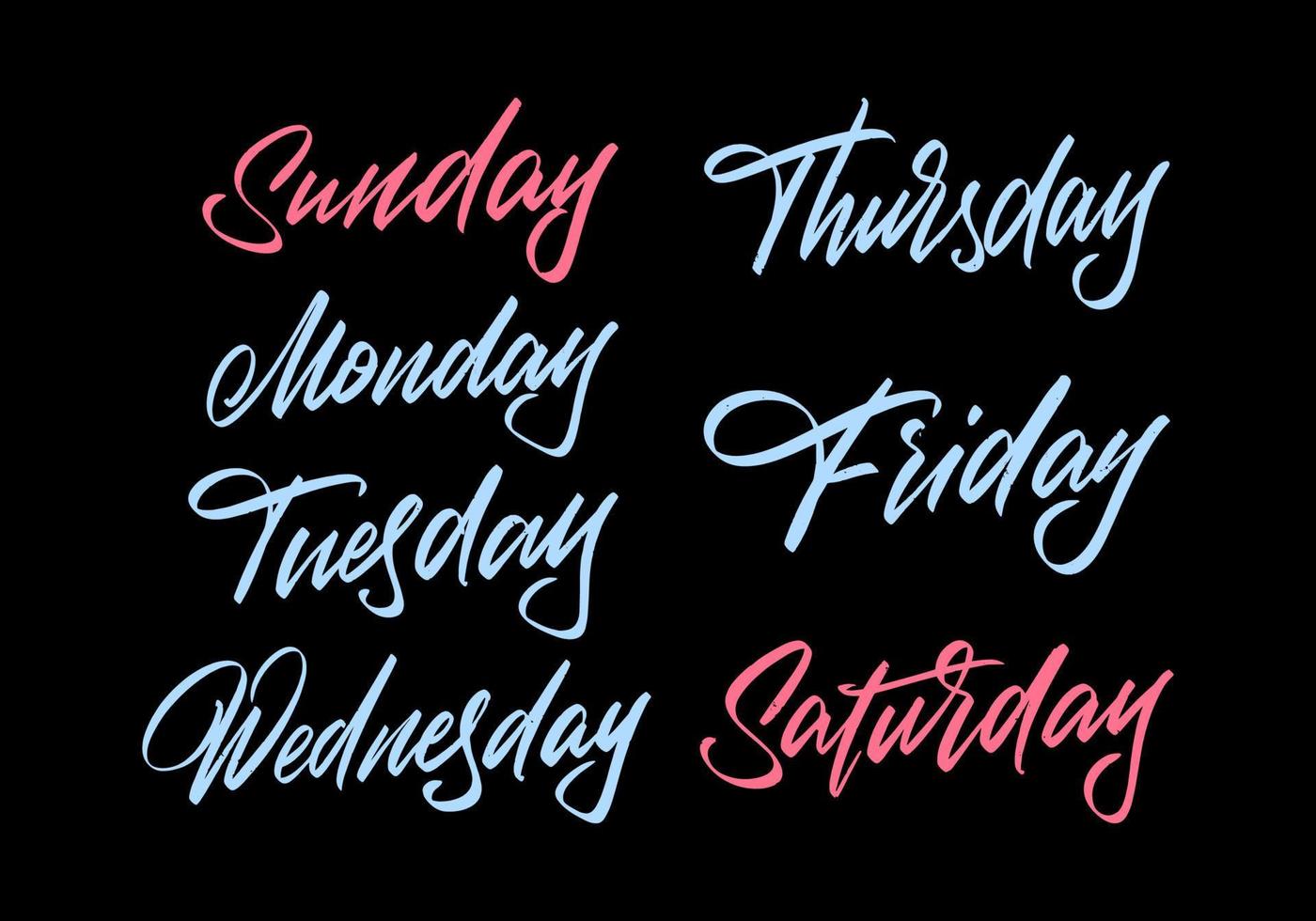 Days of the week in English lettering style on a black background for  printing and design.Vector illustration. 17116783 Vector Art at Vecteezy