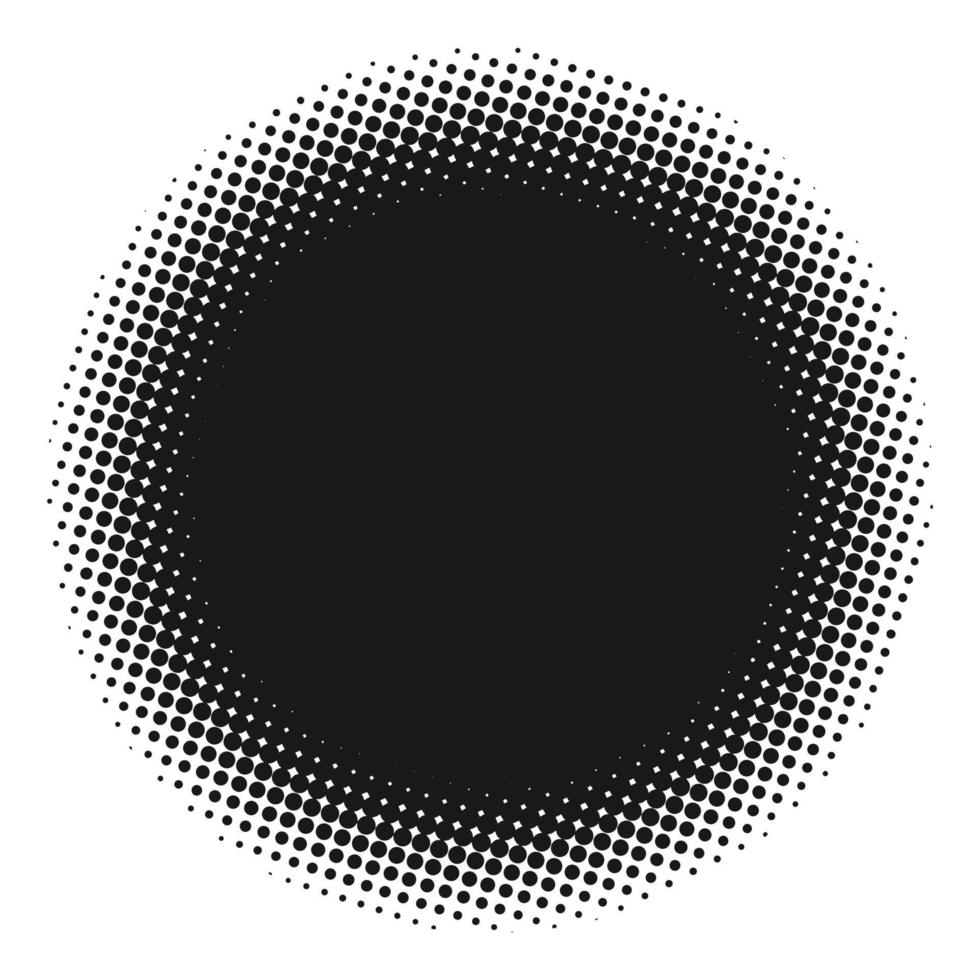 Black circle with halftone effect. Vector illustration
