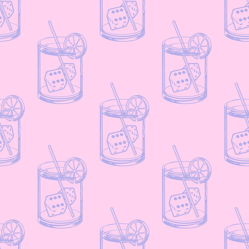 Casino cocktail pattern in hand draw style for print and design.Vector illustration. vector