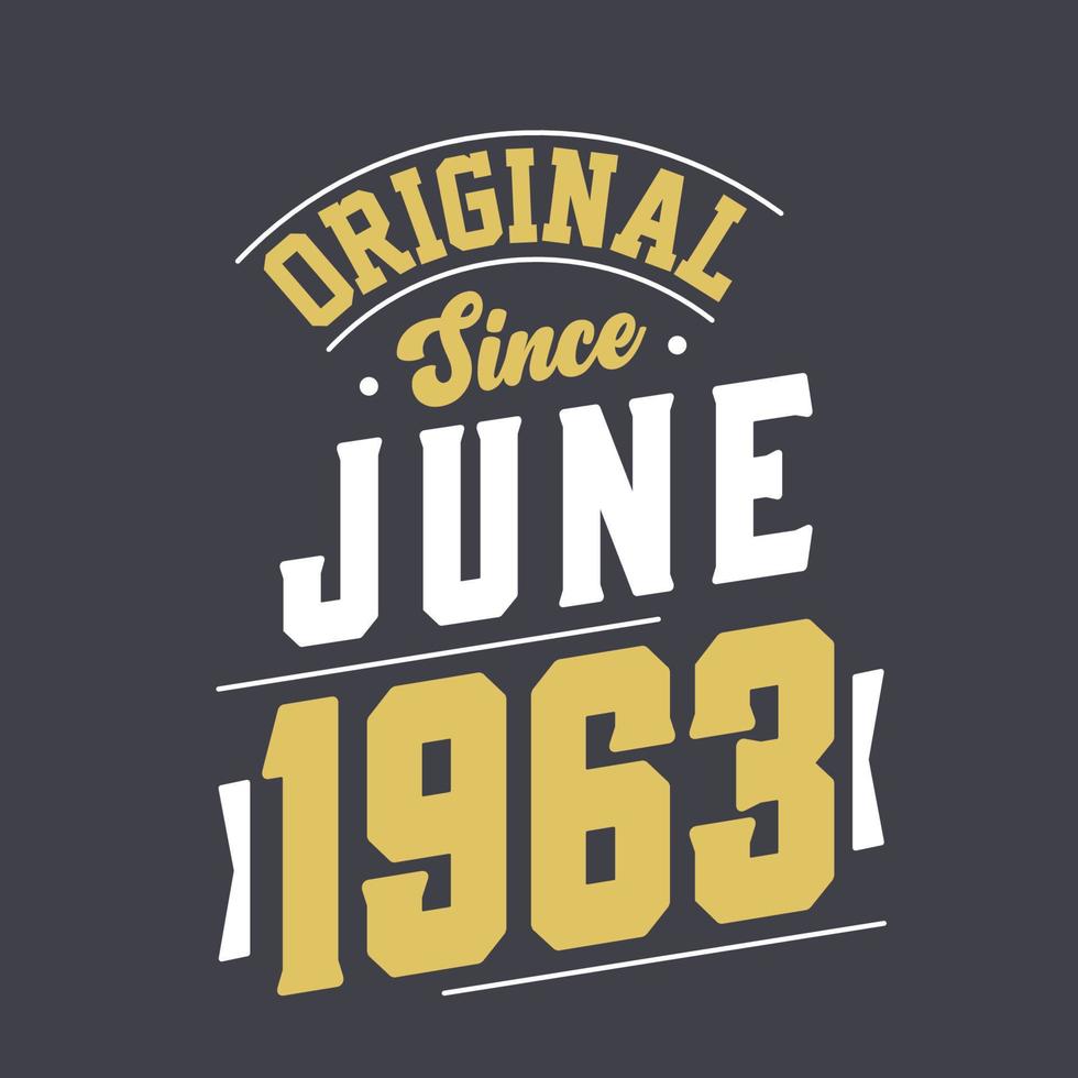 Original Since June 1963. Born in June 1963 Retro Vintage Birthday vector