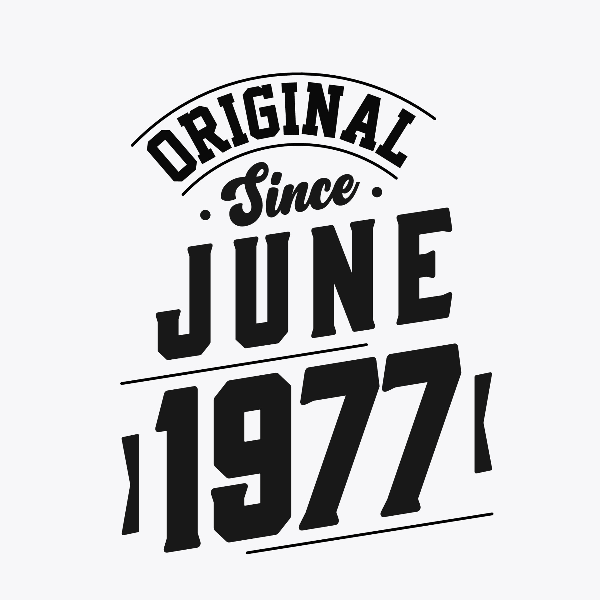 Born in June 1977 Retro Vintage Birthday, Original Since June 1977