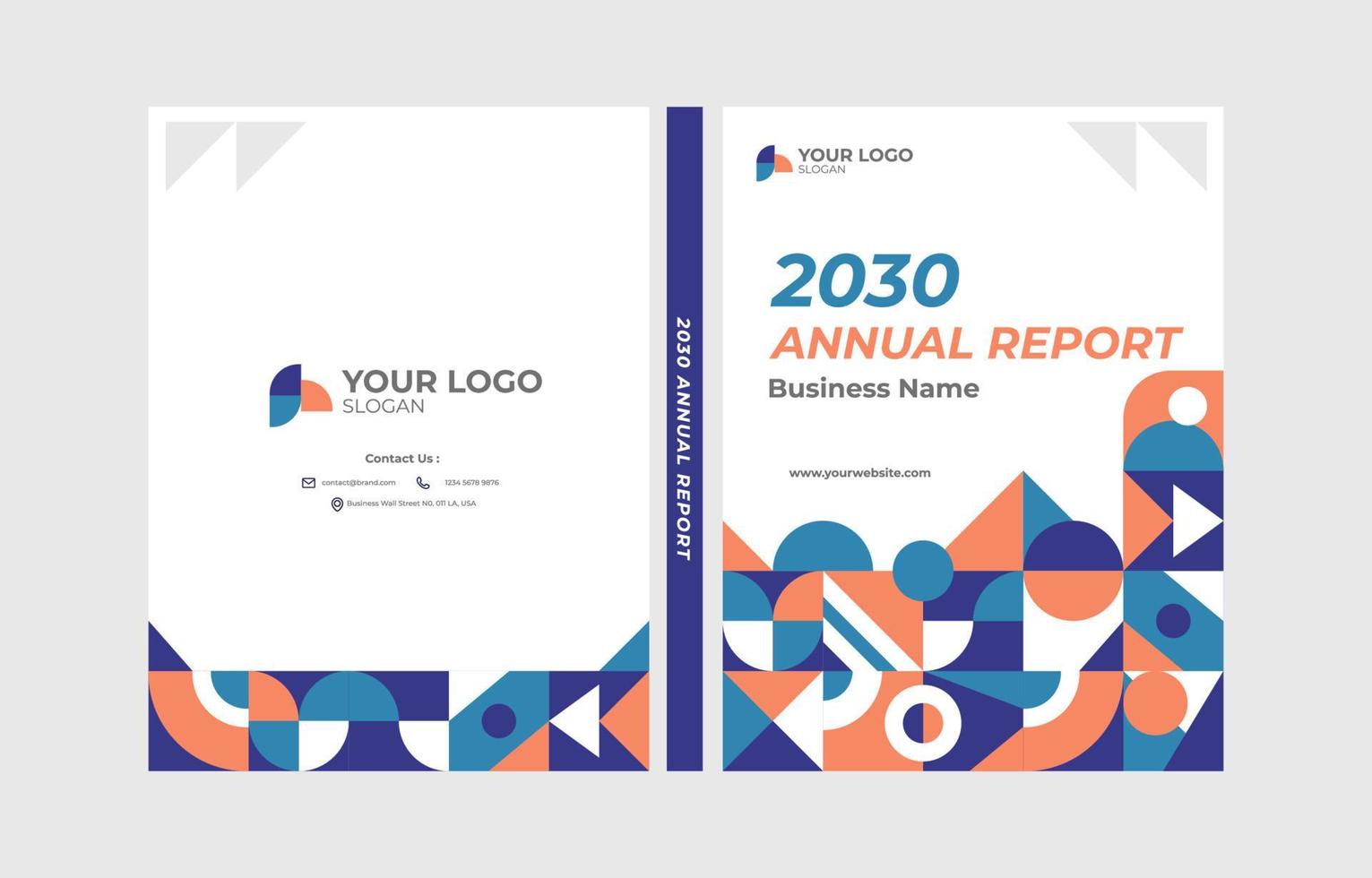 Colorful Annual Report Cover Template with Geometric Style Background vector
