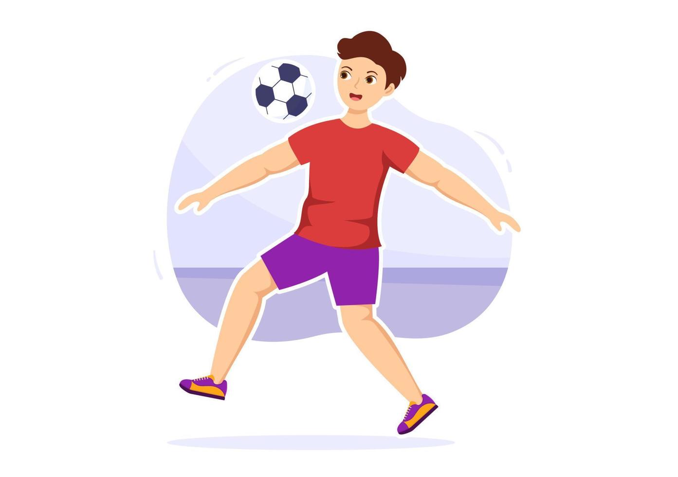 ilustración de deportes de futsal, fútbol o fútbol con jugadores que disparan una pelota y regatean en un campeonato deportivo plantillas dibujadas a mano de dibujos animados planos vector