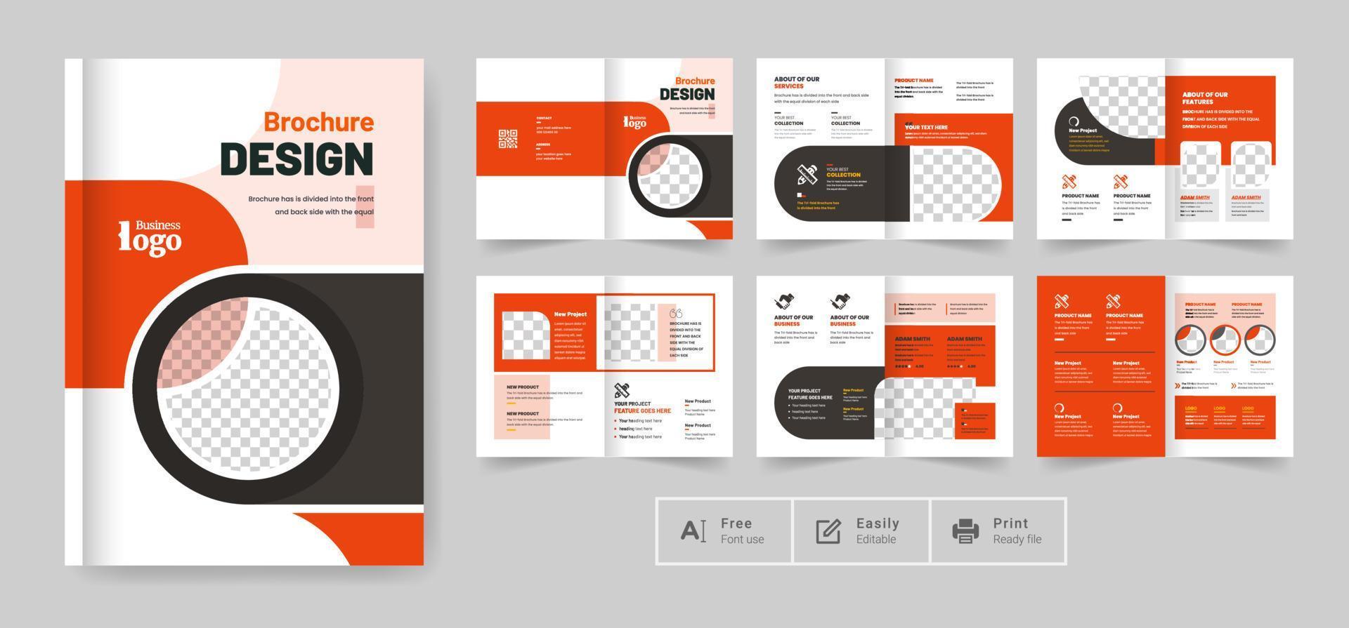 16 pages business brochure design template free vector