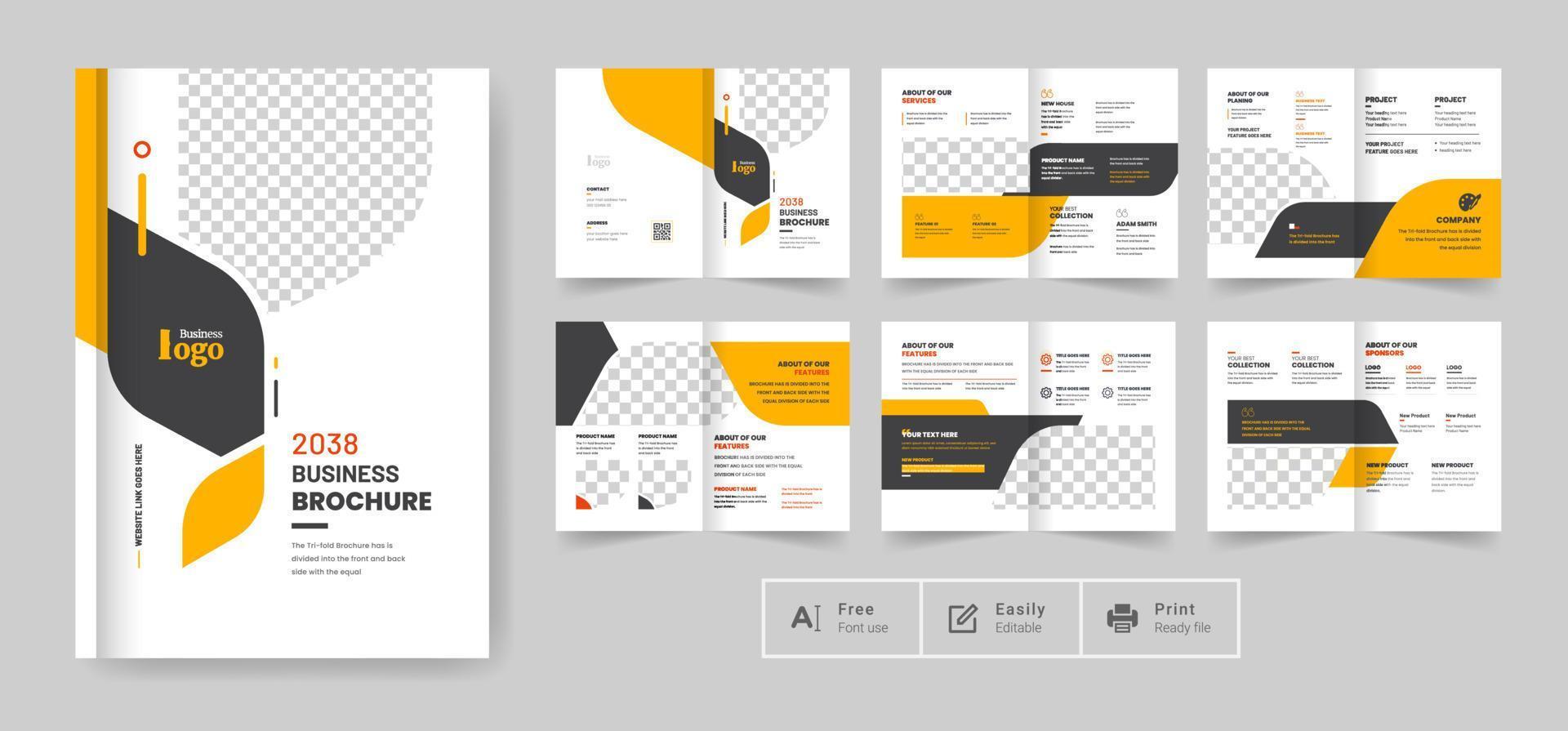 16 pages business brochure design template free vector